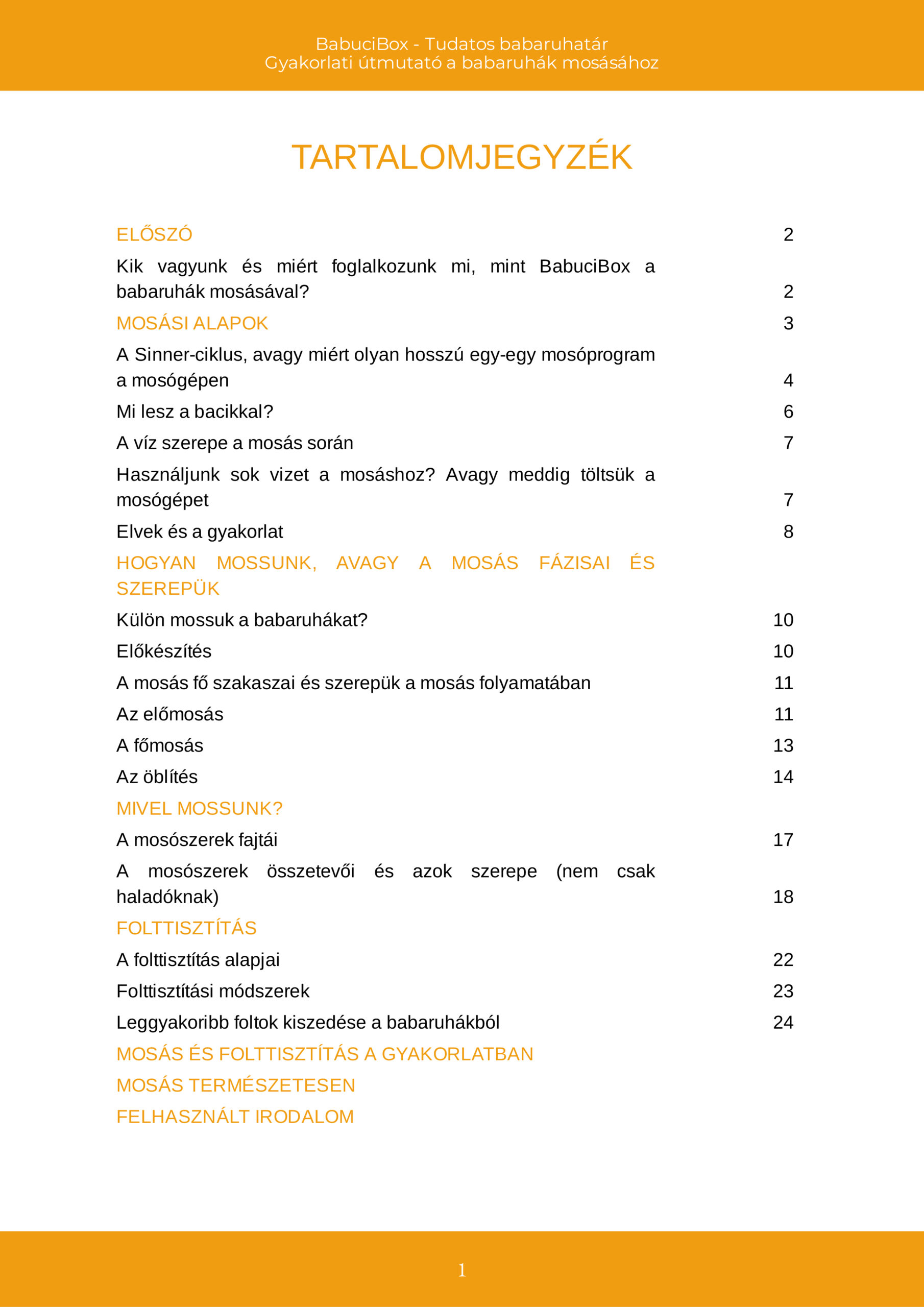 tartalomjegyzék - ebook - babaruhák mosása